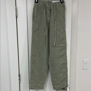 Zara Green Trousers with Relaxed Fit and Drawstring Waist